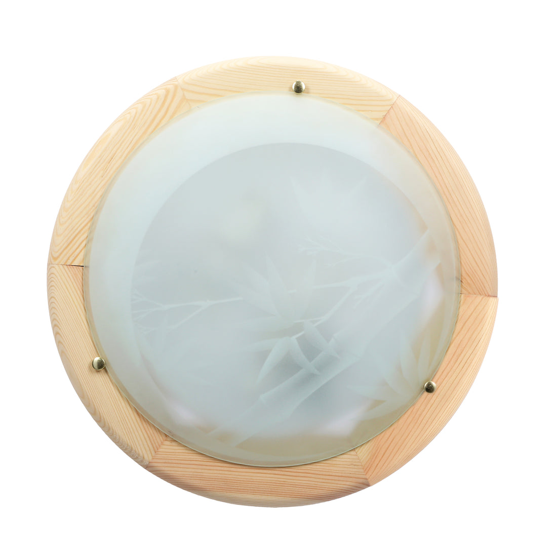 Plafonnier Métal Verre Bois Pin · Bamboo