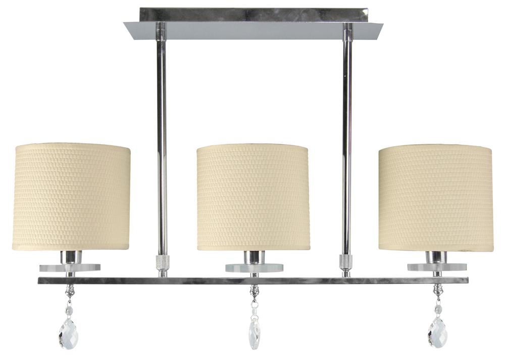 Suspension 3 Lampes Acier Tissu Chromé · Estera