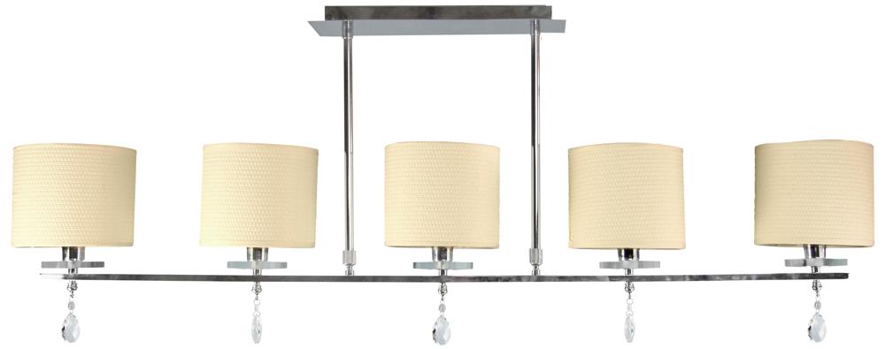 Suspension 5 Lampes Acier Tissu Chromé · Estera