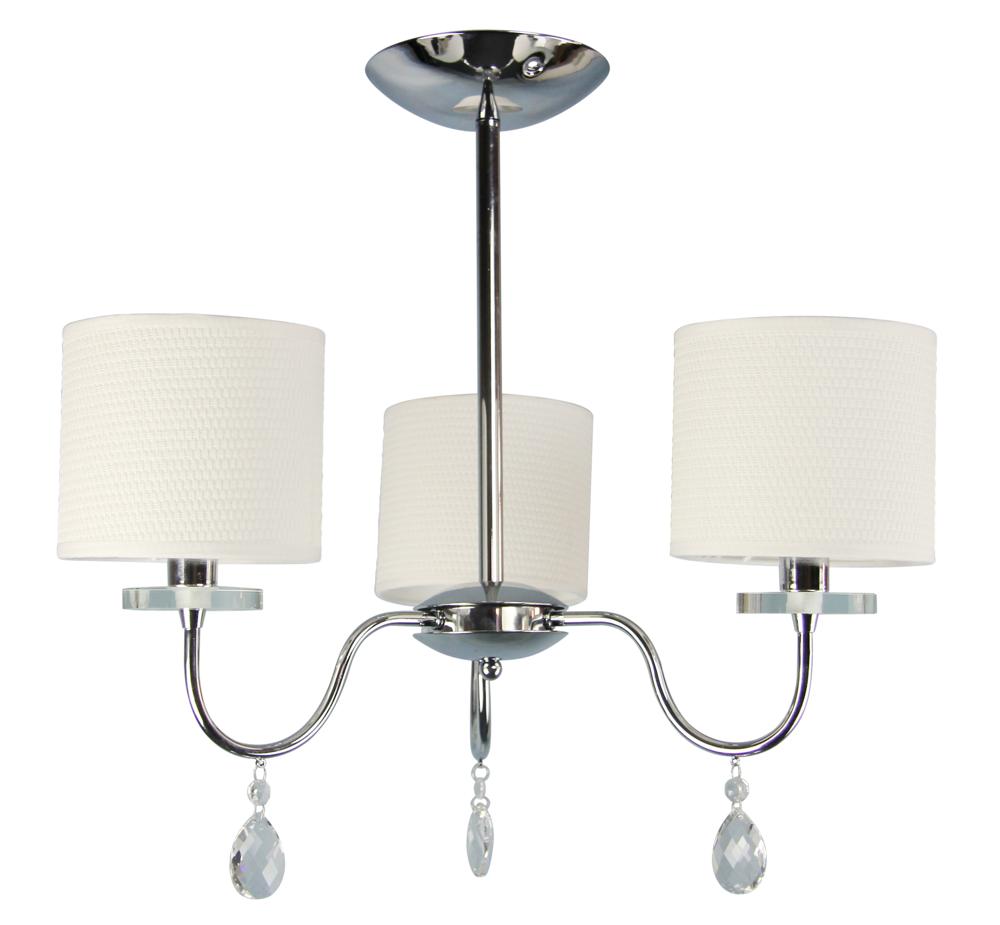 Suspension 3 Lampes Acier Tissu Chromé · Estera