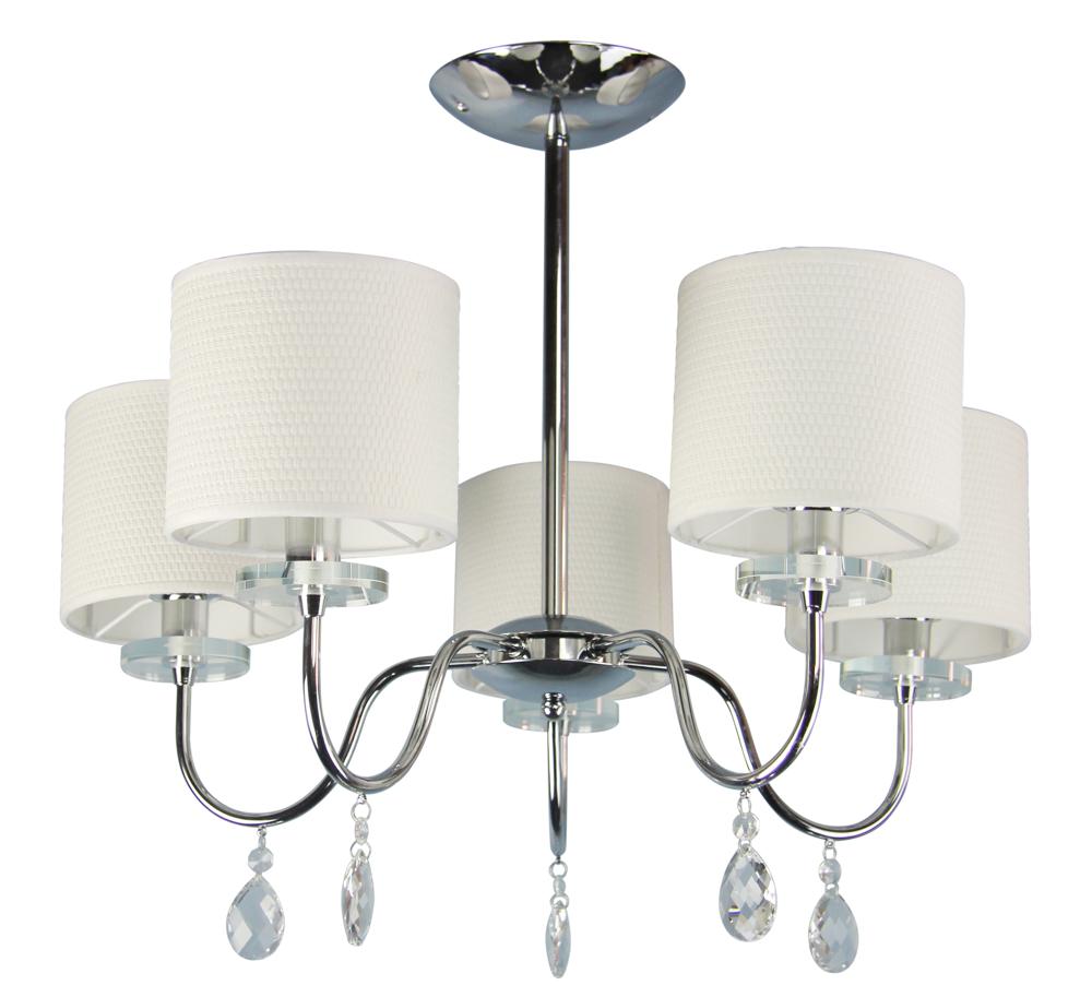 Suspension 5 Lampes Acier Tissu Chromé · Estera