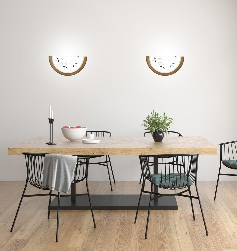 Plafonnier Métal Verre Bois Chêne · Rustica · photo 3