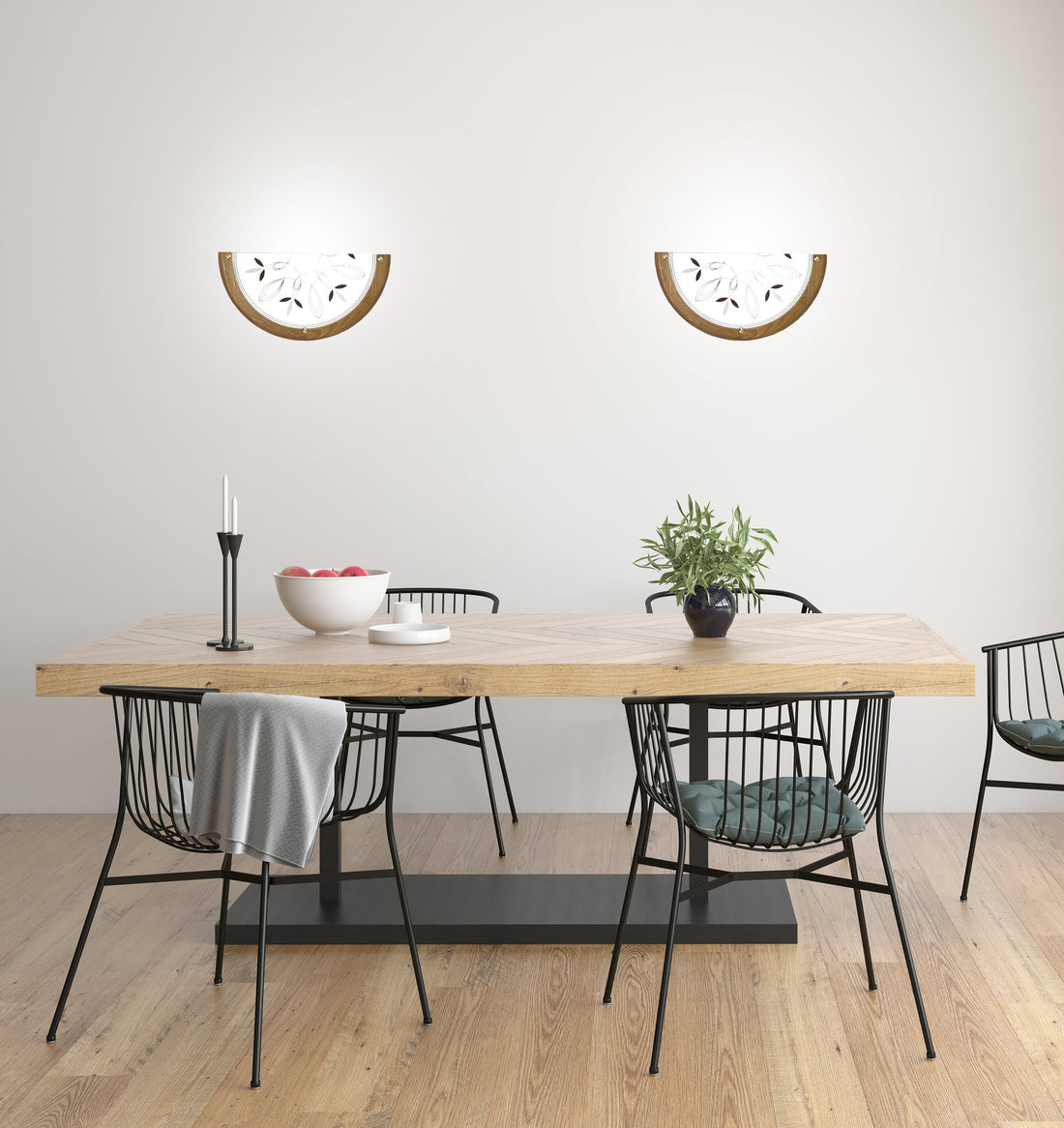 Plafonnier Métal Verre Bois Chêne · Rustica · photo 2
