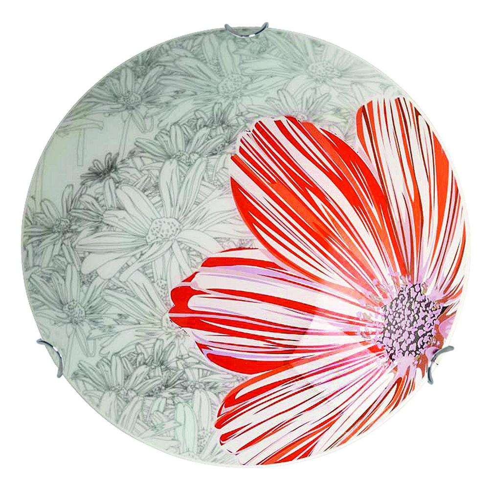 Plafonnier 2 Lampes Acier Verre Rouge · Spring
