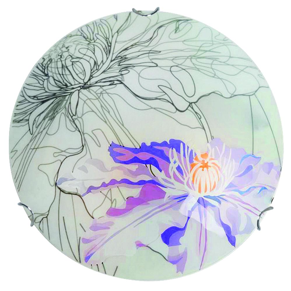 Plafonnier 2 Lampes Acier Verre Violet · Spring
