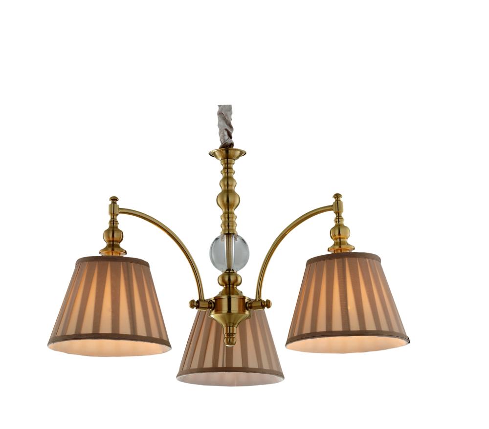 Suspension 3 Lampes Acier Tissu Antique Laiton · Austin