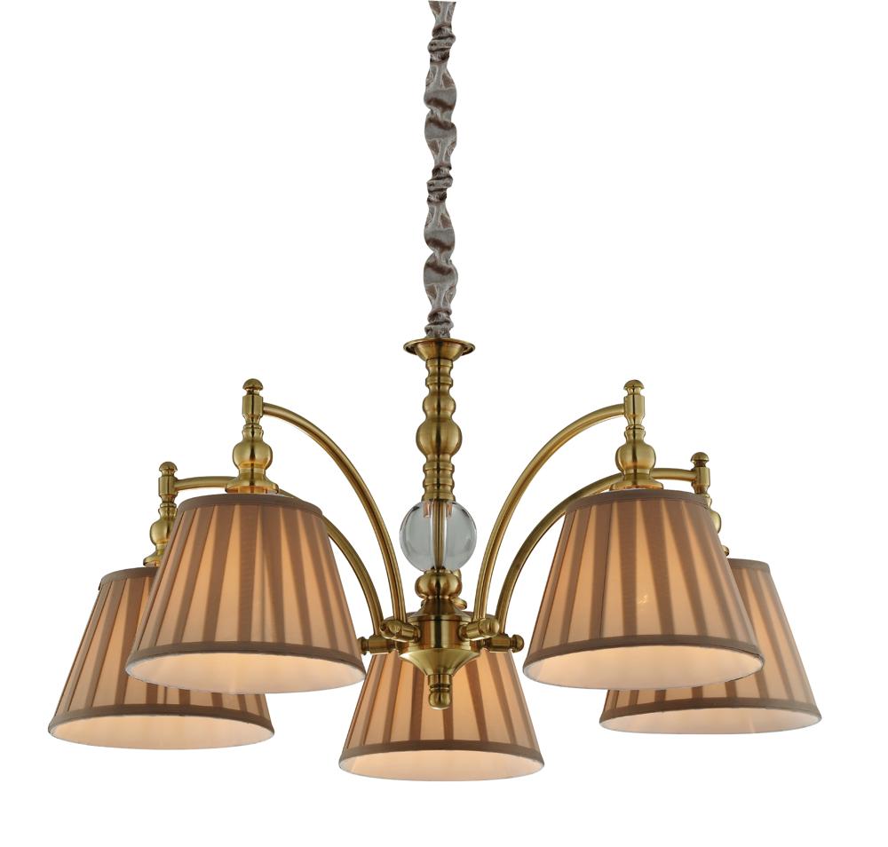 Suspension 5 Lampes Acier Tissu Antique Laiton · Austin