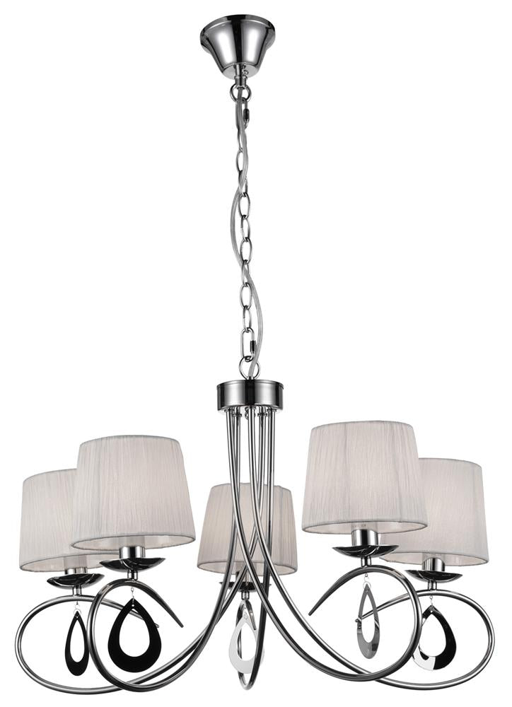 Suspension 5 Lampes Acier Tissu Chromé Blanc · Arnika