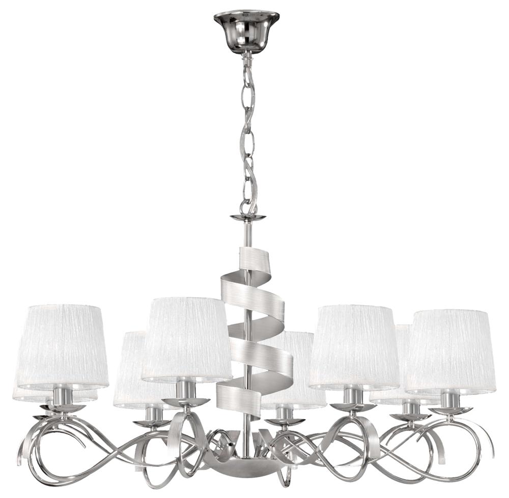 Suspension 8 Lampes Acier Tissu Chromé · Denis