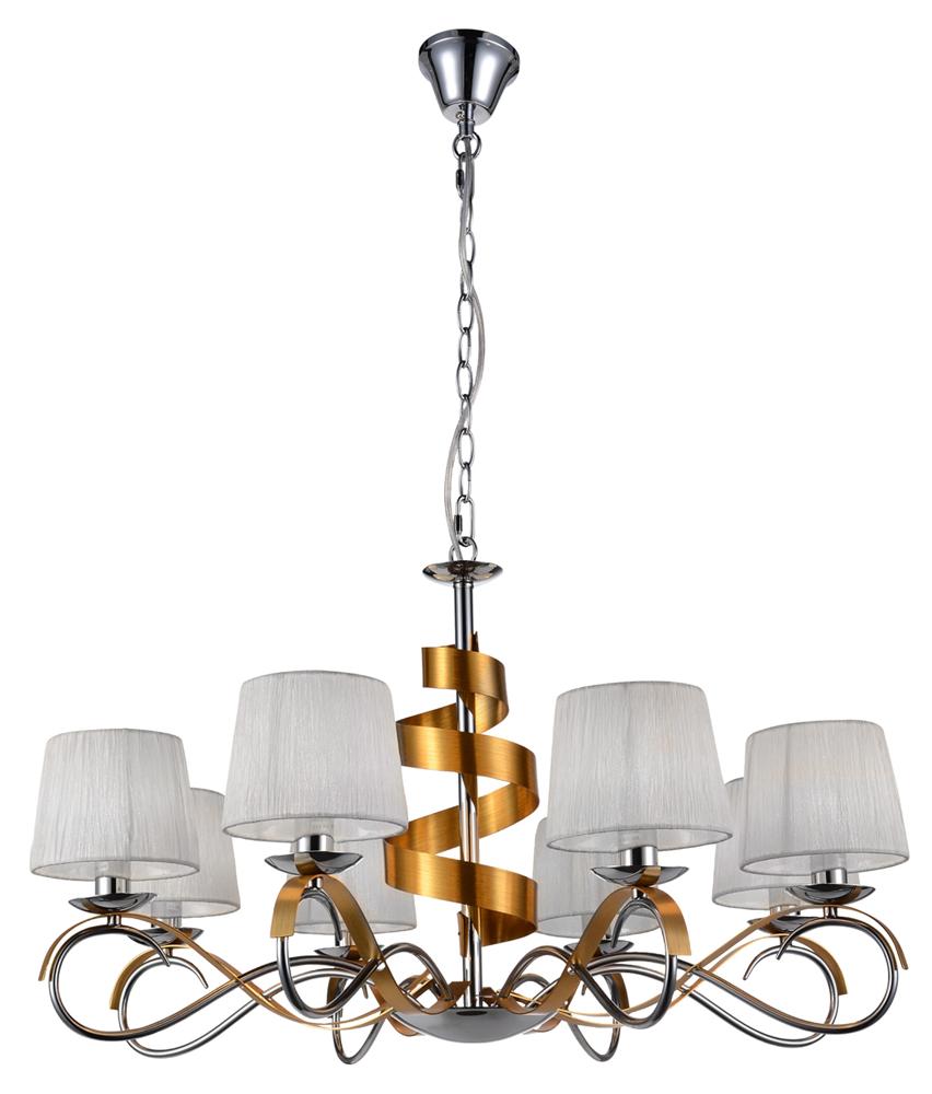 Suspension 8 Lampes Acier Tissu Chromé Doré · Denis