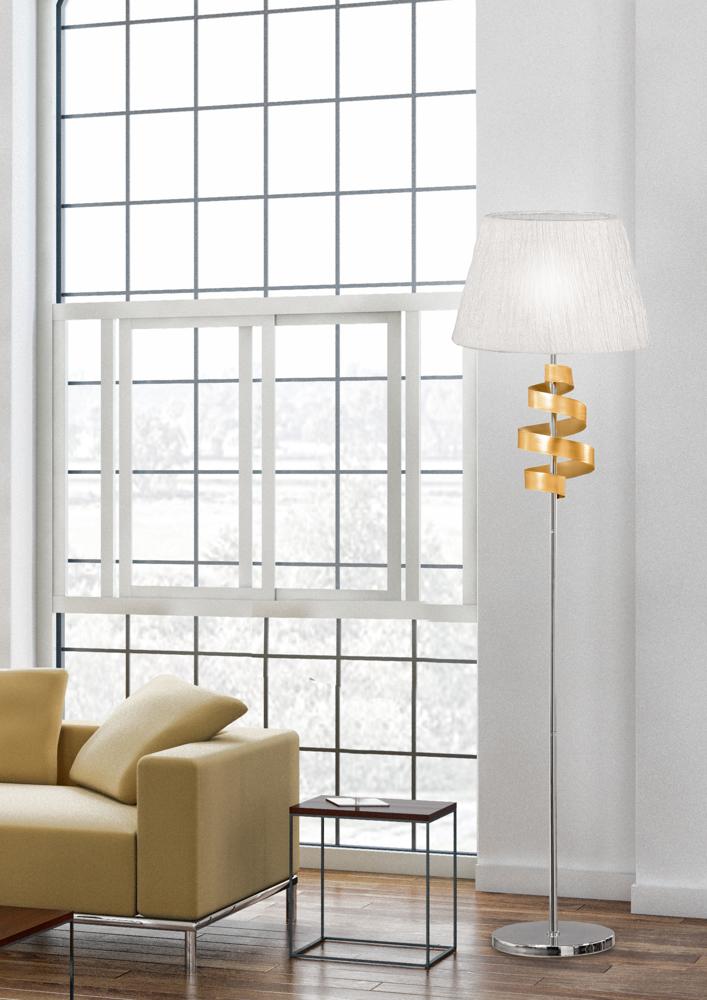 Lampadaire Acier Tissu Chromé Doré · Denis · photo 3