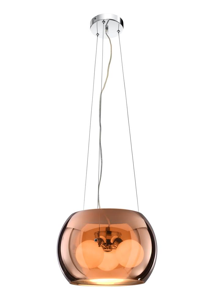 Suspension 3 Lampes Métal Verre Doré · Gemo