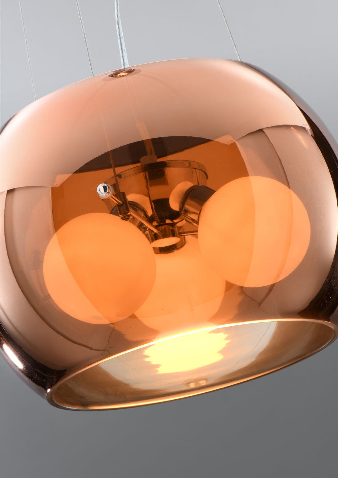 Suspension 3 Lampes Métal Verre Doré · Gemo · photo 2