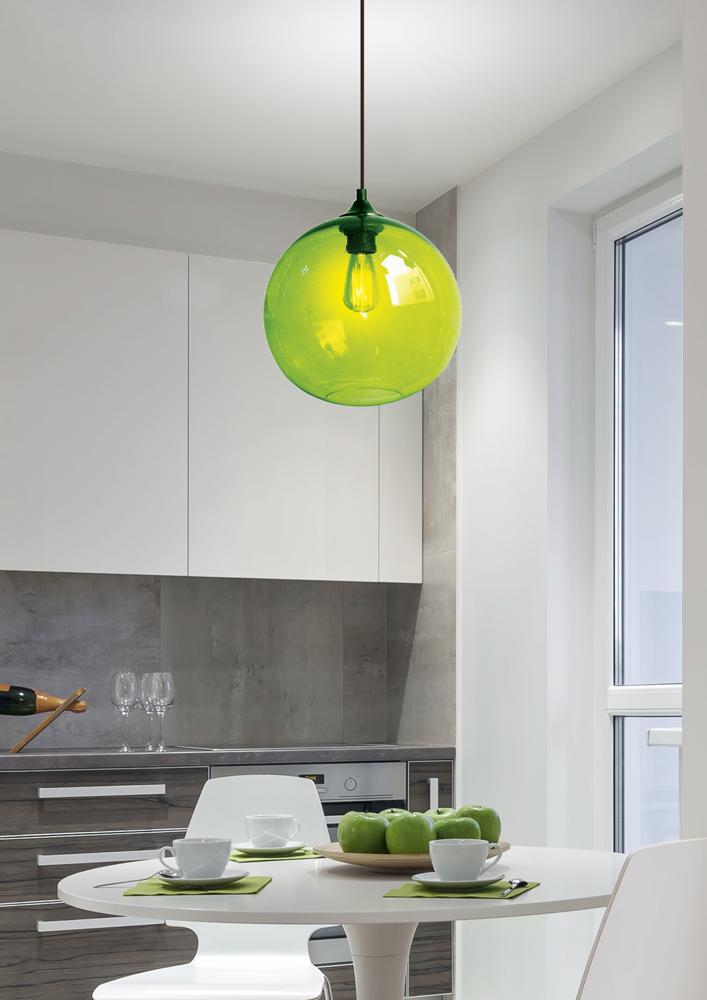 Suspension Métal Verre Vert · Edison · photo 3