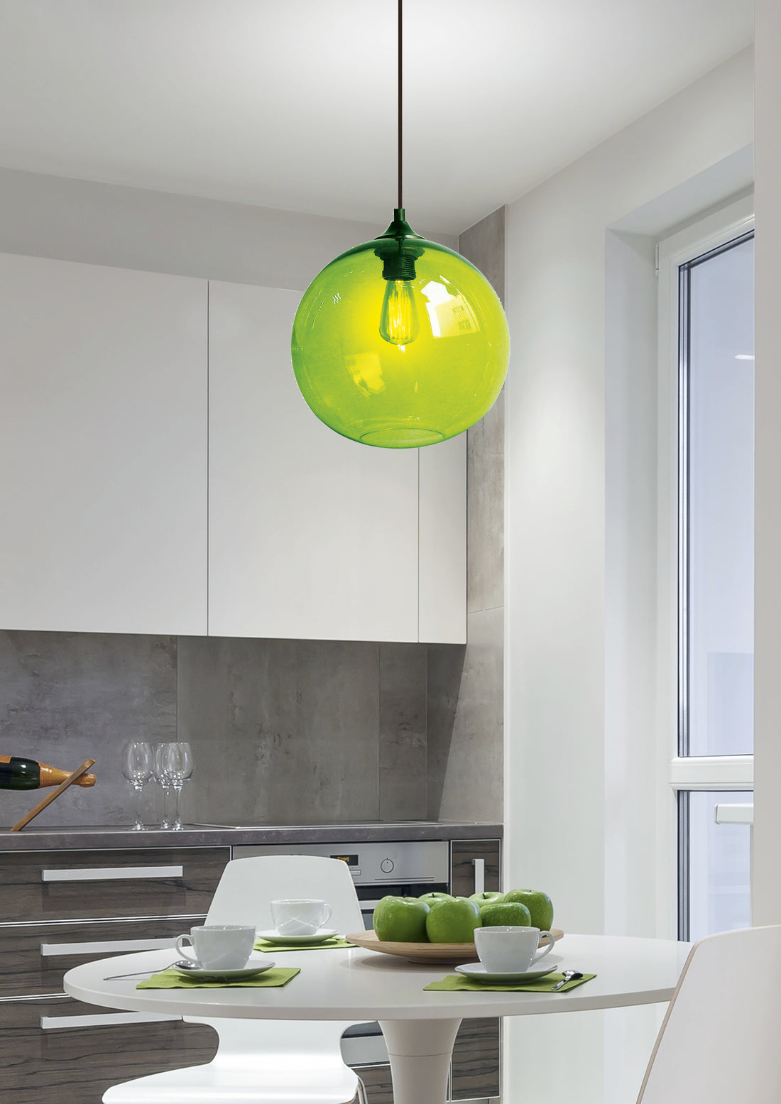 Suspension Métal Verre Vert · Edison · photo 2