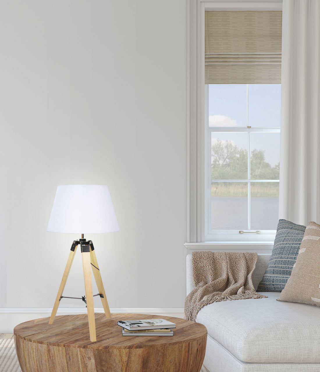 Lampe à poser Tissu Bois Beige · Lugano · photo 3