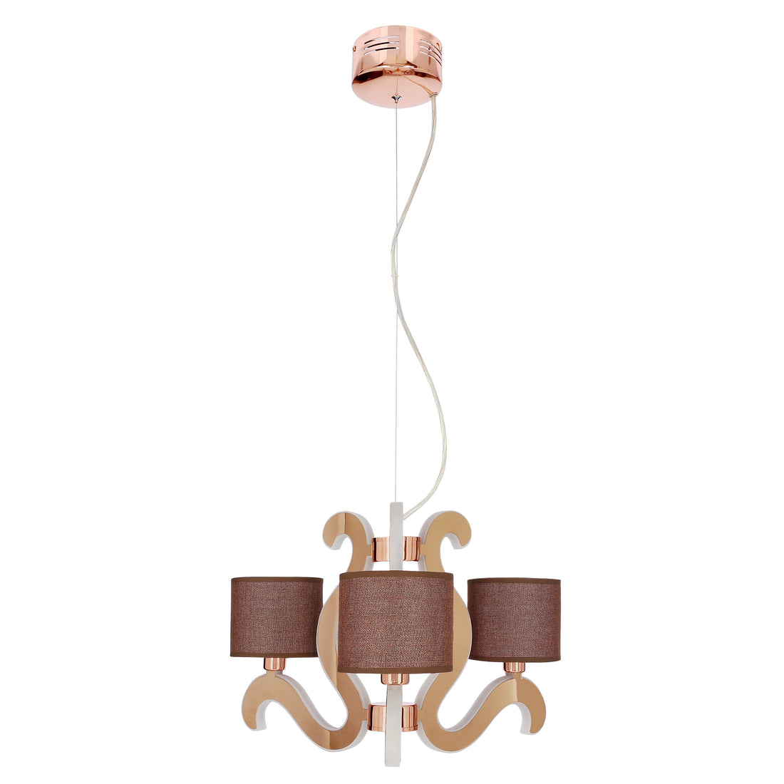 Suspension 6 Lampes LED Acier Tissu Cuivré · Ambrosia