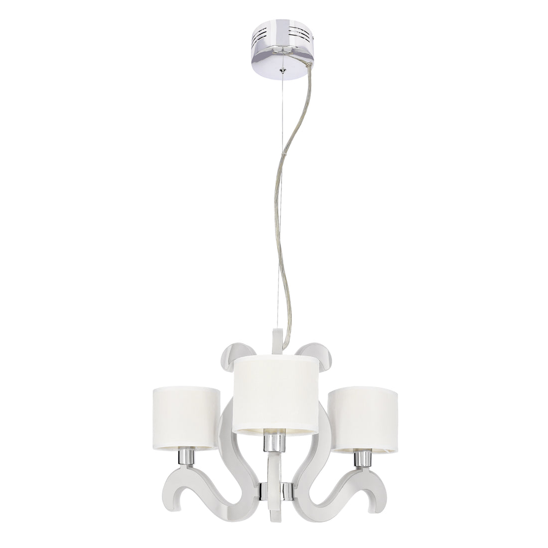 Suspension 6 Lampes LED Acier Tissu Chromé · Ambrosia