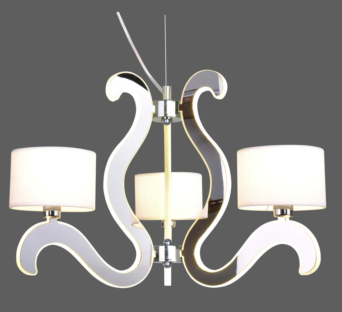 Suspension 6 Lampes LED Acier Tissu Chromé · Ambrosia · photo 4