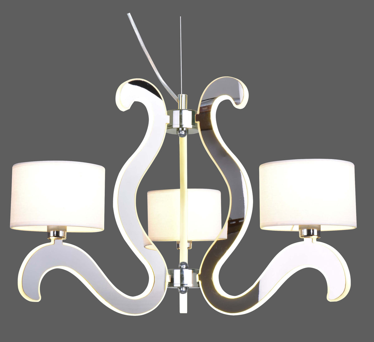 Suspension 6 Lampes LED Acier Tissu Chromé · Ambrosia · photo 4