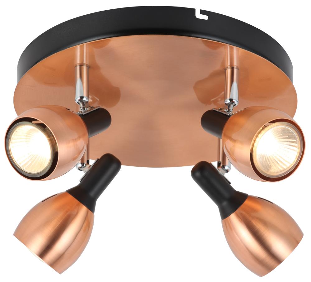 Plafonnier 4 Lampes Métal Cuivré · Cross