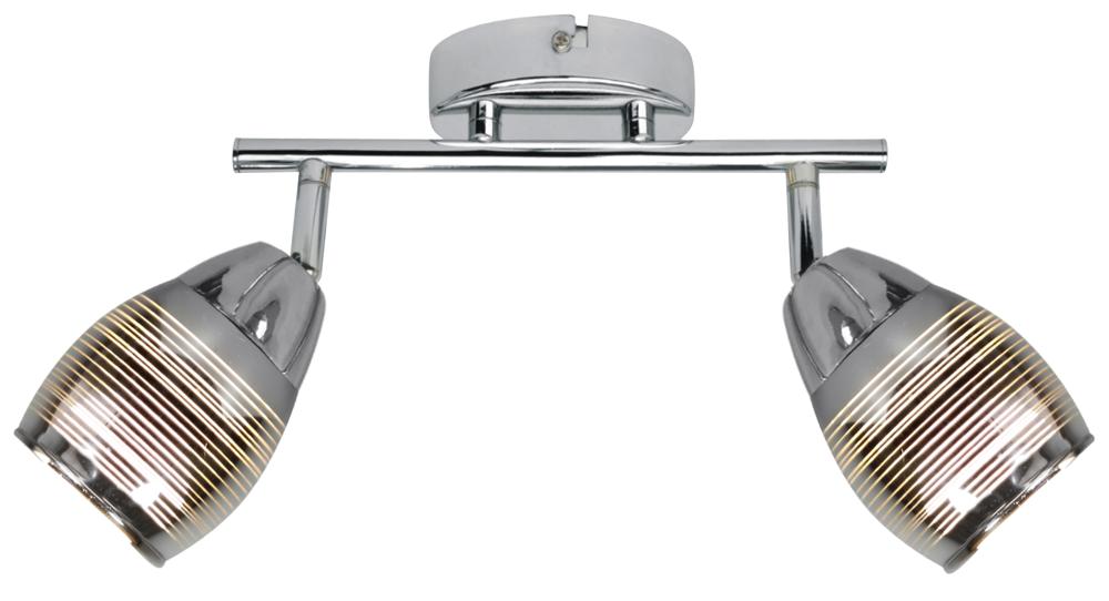Plafonnier 2 Lampes Acier Verre Chromé · Milton