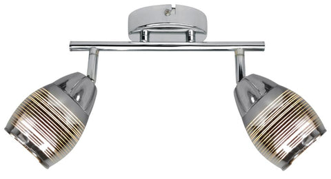 Plafonnier 2 Lampes Acier Verre Chromé · Milton