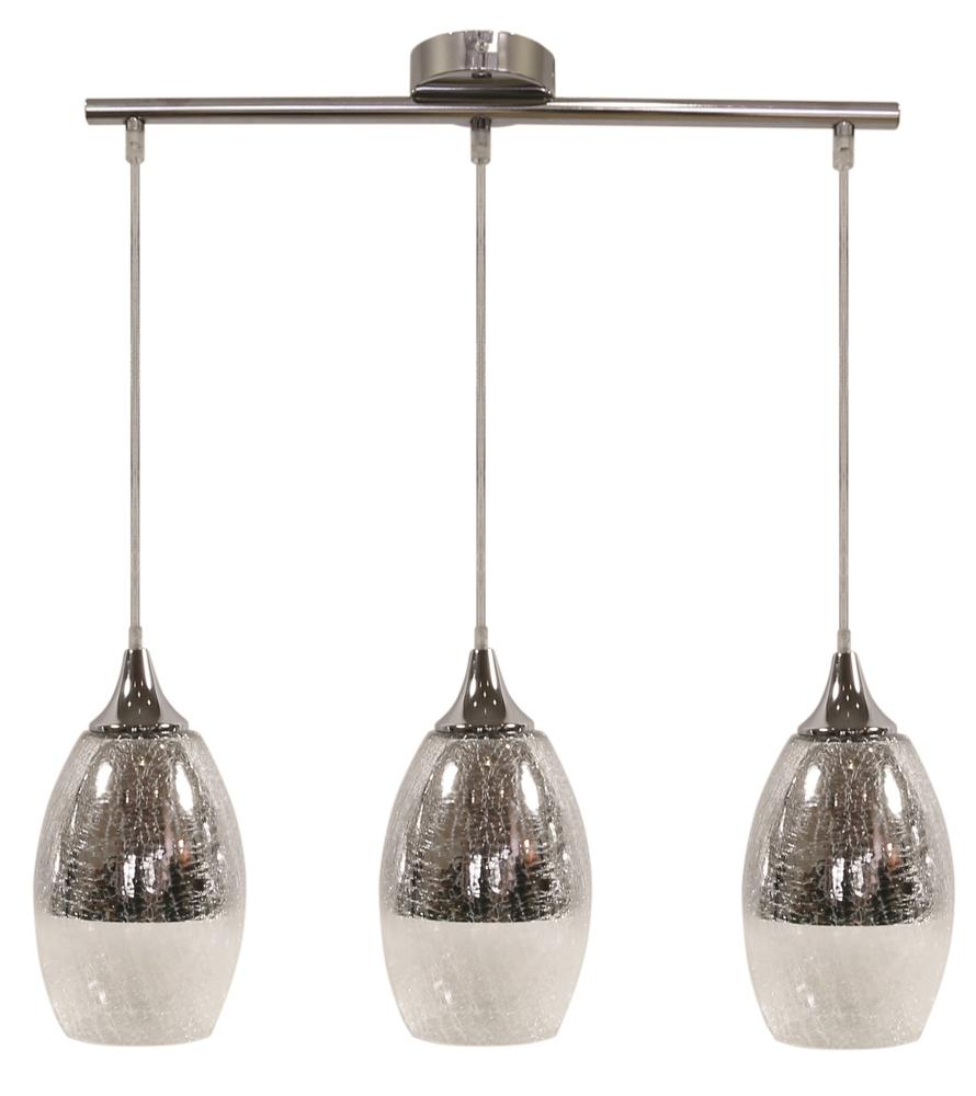 Suspension 3 Lampes Métal Verre Argenté · Celia