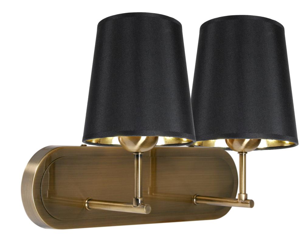 Applique murale 2 Lampes Acier Tissu Antique Laiton Noir · Milonga