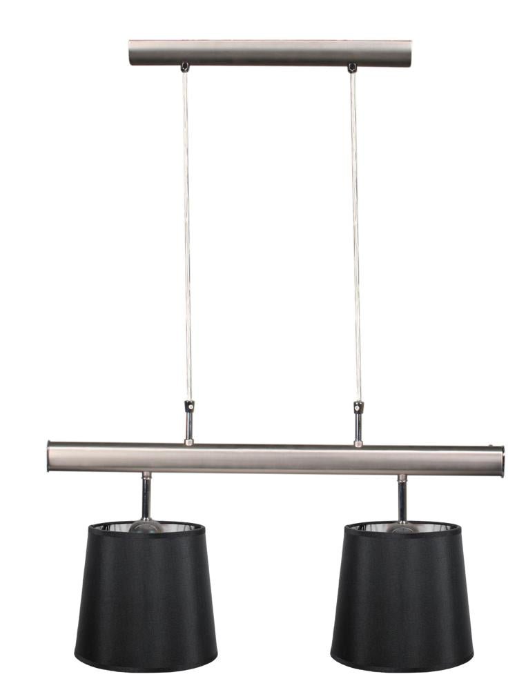 Suspension 2 Lampes Métal Tissu Satiné Noir · Milonga