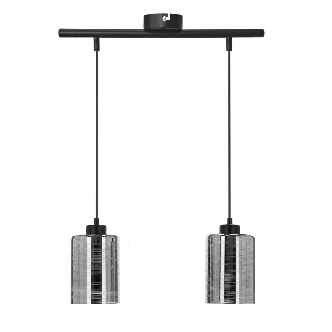 Suspension 2 Lampes Métal Verre Chromé · Cox