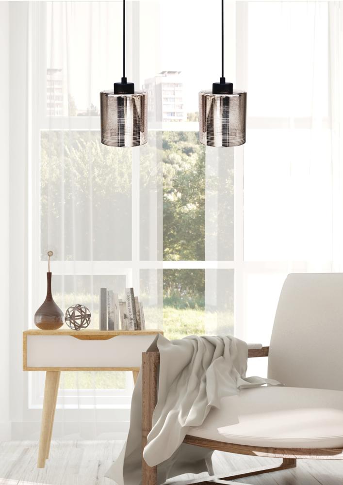 Suspension 2 Lampes Métal Verre Chromé · Cox · photo 3