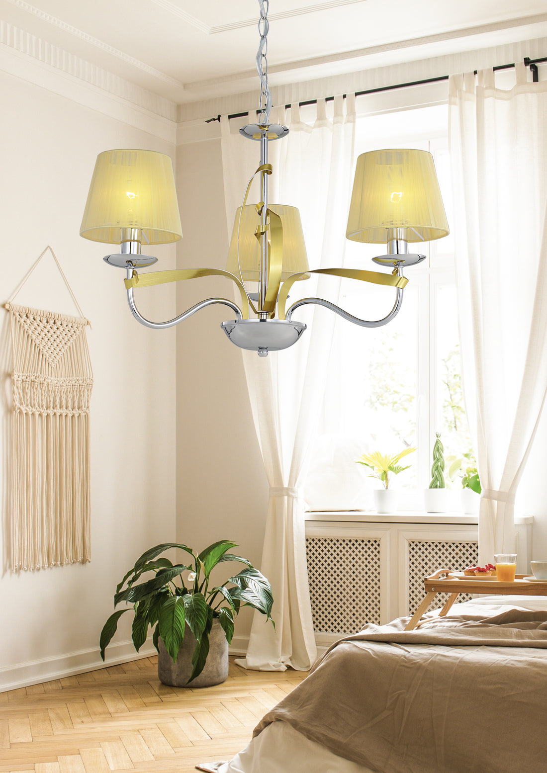 Suspension 3 Lampes Acier Chromé Doré · Diva · photo 2