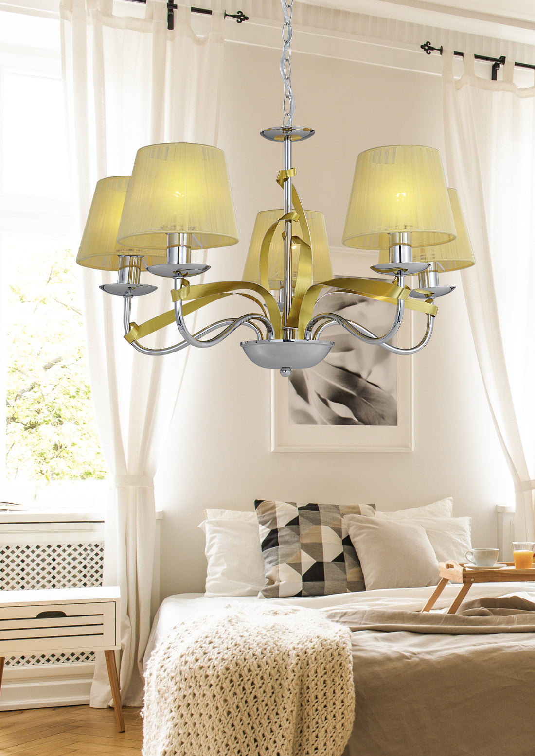 Suspension 5 Lampes Acier Chromé Doré · Diva · photo 2