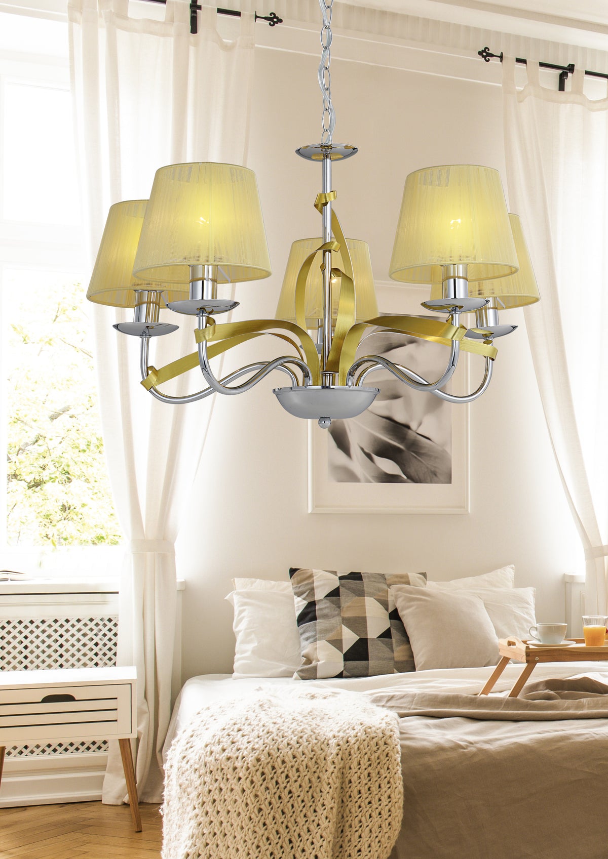Suspension 5 Lampes Acier Chromé Doré · Diva · photo 2