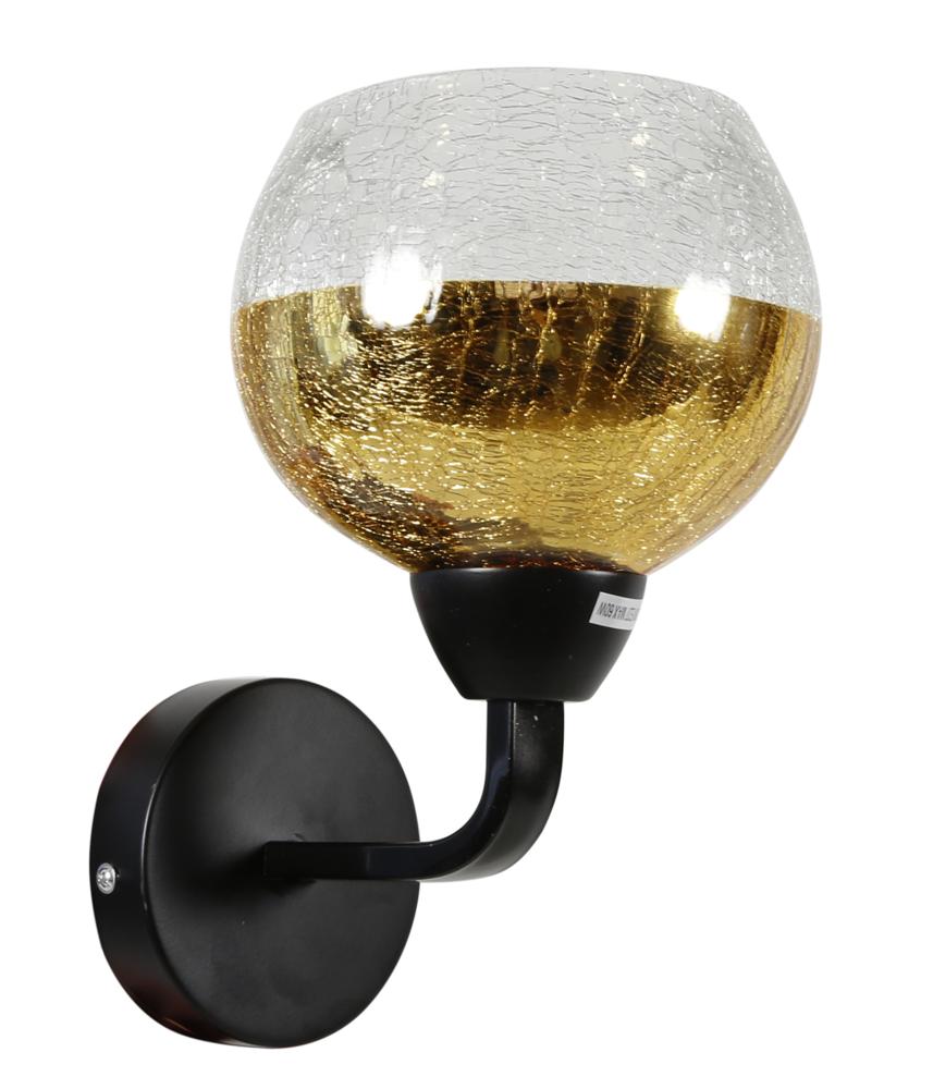 Applique murale Acier Verre Noir Doré · Cromina