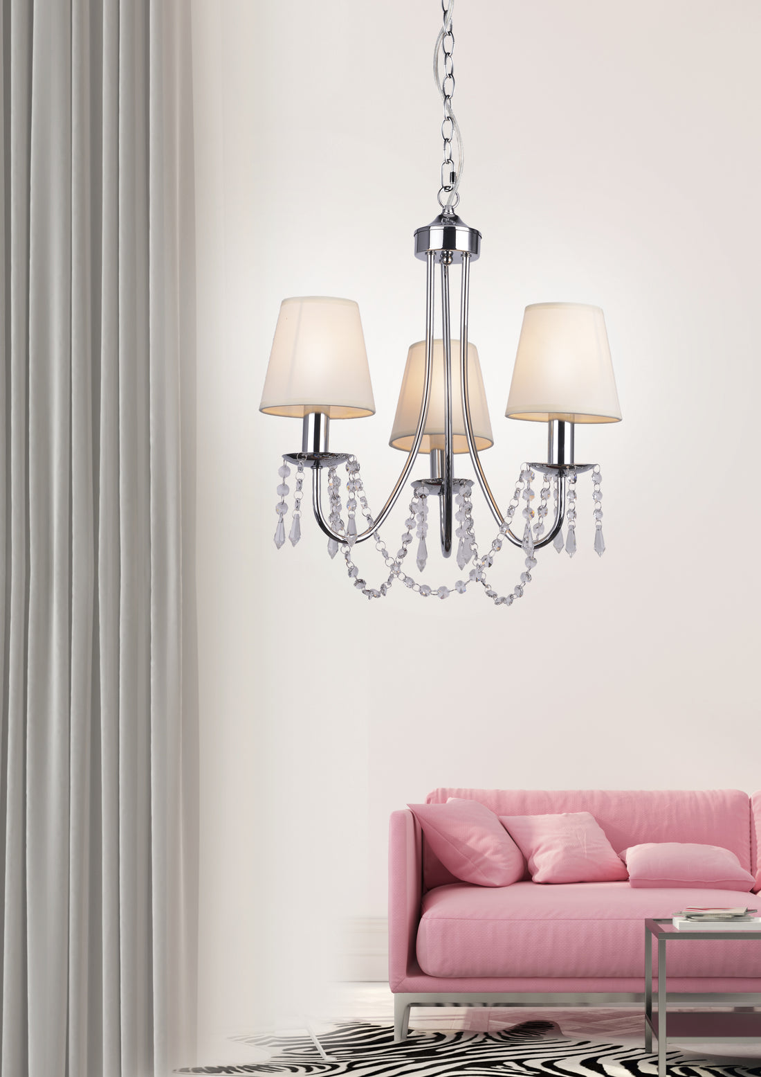 Suspension 3 Lampes Chromé Beige · Ruti · photo 2