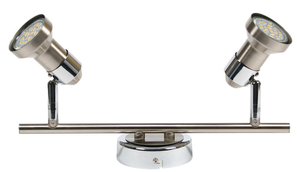 Plafonnier 2 Lampes Métal Satiné Nickel Chromé · Arkon