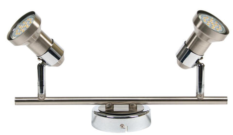 Plafonnier 2 Lampes Métal Satiné Nickel Chromé · Arkon