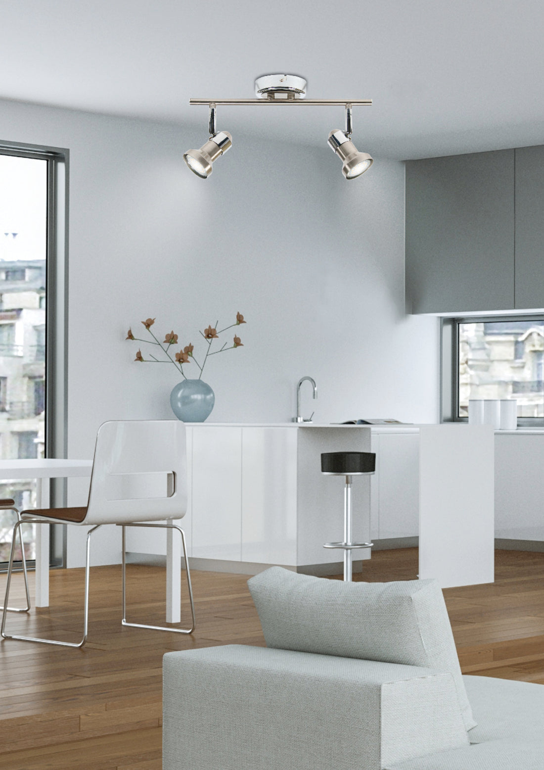 Plafonnier 2 Lampes Métal Satiné Nickel Chromé · Arkon · photo 2