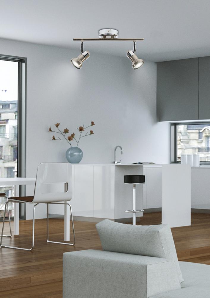 Plafonnier 2 Lampes Métal Satiné Nickel Chromé · Arkon · photo 3
