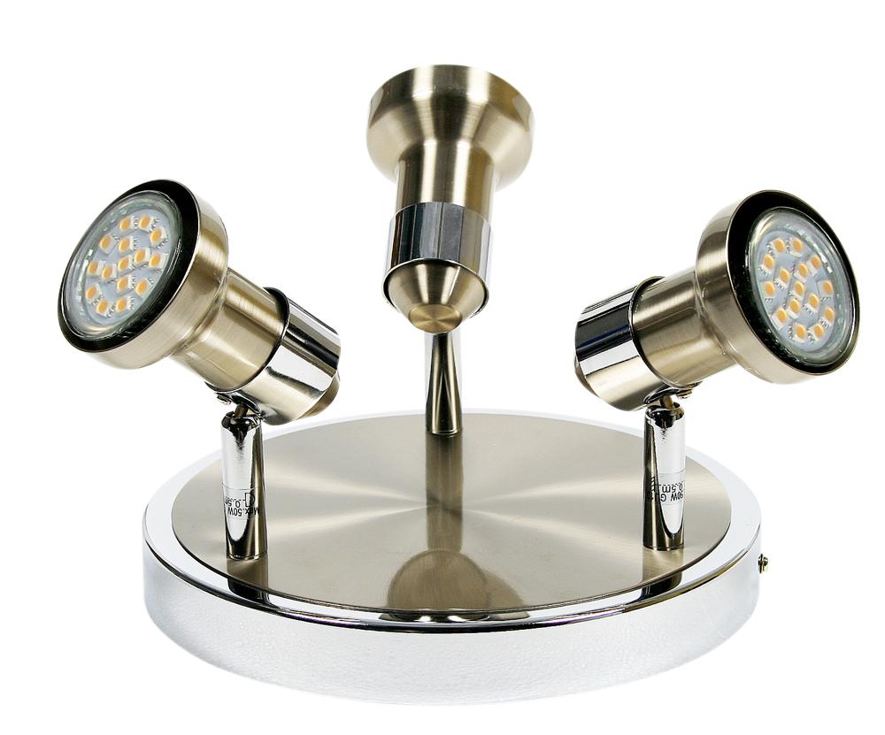 Plafonnier 3 Lampes Métal Satiné Nickel Chromé · Arkon