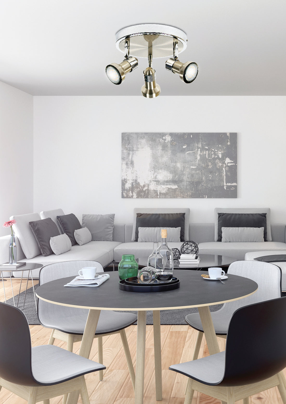 Plafonnier 3 Lampes Métal Satiné Nickel Chromé · Arkon · photo 2