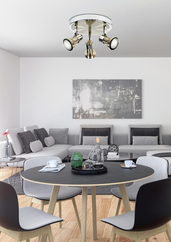 Plafonnier 3 Lampes Métal Satiné Nickel Chromé · Arkon · photo 3