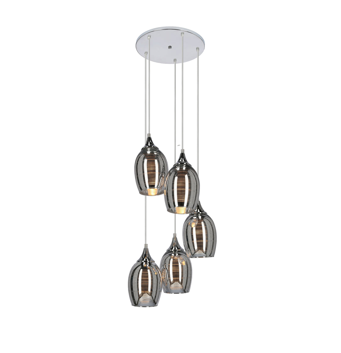 Suspension 5 Lampes Métal Verre Chromé · Marina · photo 2
