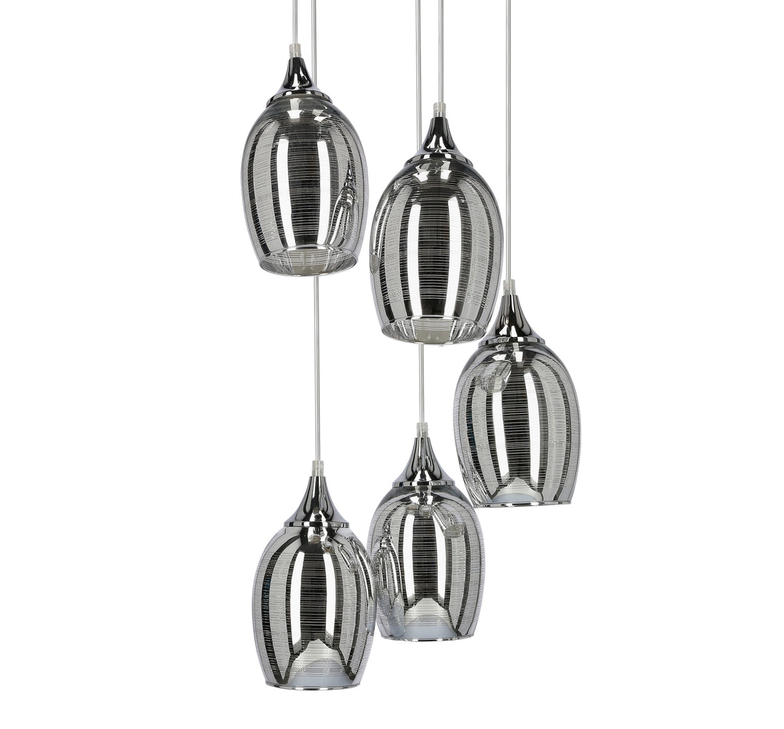 Suspension 5 Lampes Métal Verre Chromé · Marina · photo 4