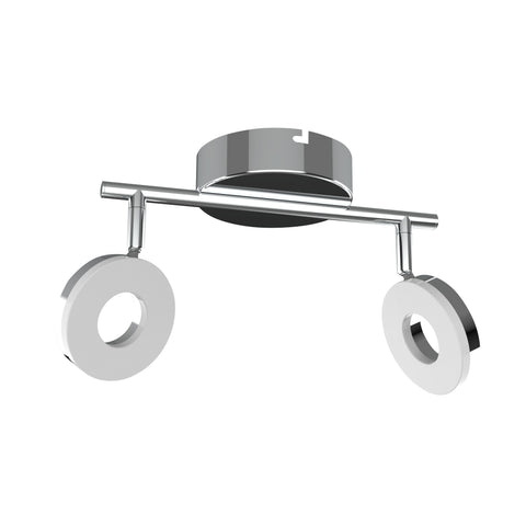 Plafonnier 2 Lampes LED Acier Composite Chromé · Thema
