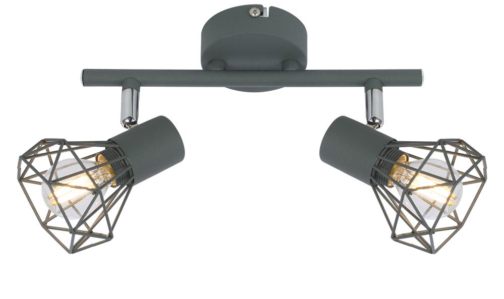 Plafonnier 2 Lampes Acier Mat Gris · Verve