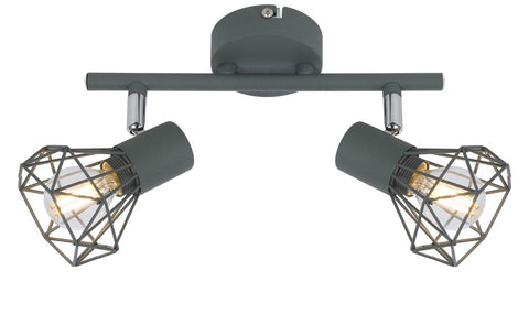 Plafonnier 2 Lampes Acier Mat Gris · Verve