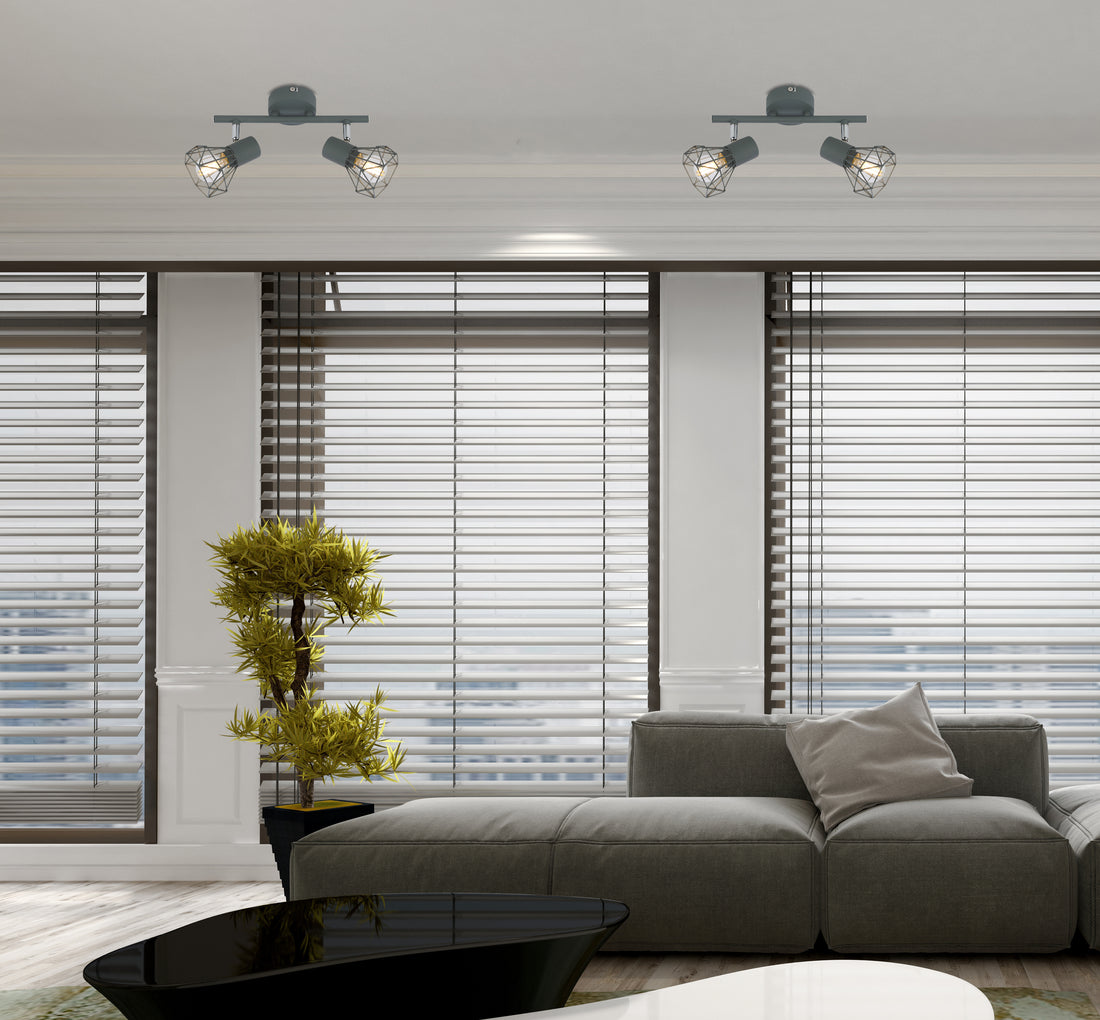 Plafonnier 2 Lampes Acier Mat Gris · Verve · photo 3